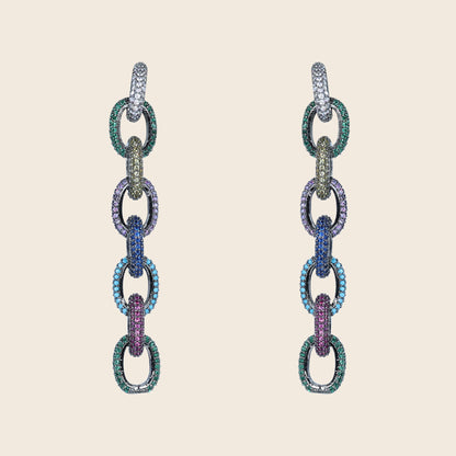 Aanura Royal Blue Oval Stud Earrings with CZ Halo