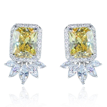 Aanura Yellow Cushion-Cut CZ Cluster Earrings