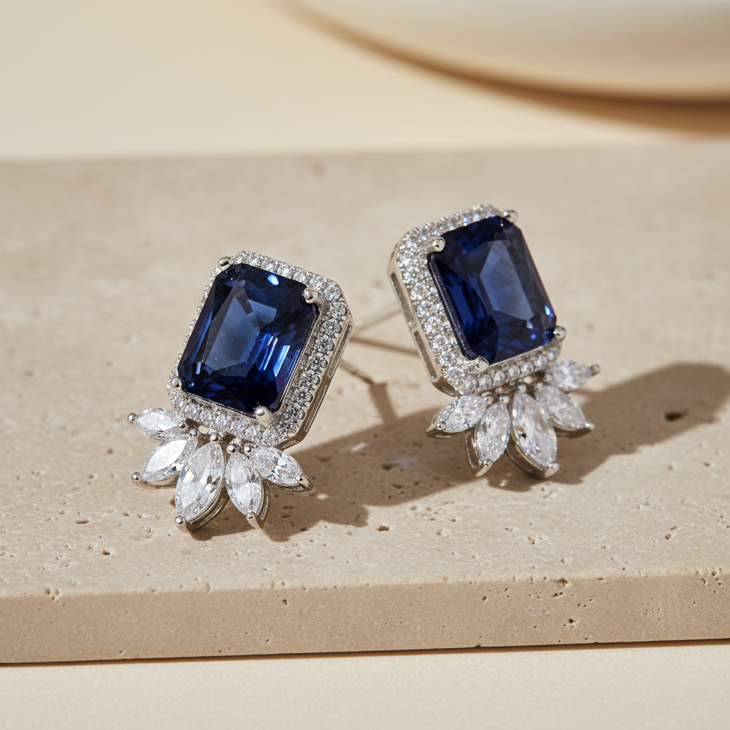 Aanura Yellow Cushion-Cut CZ Cluster Earrings