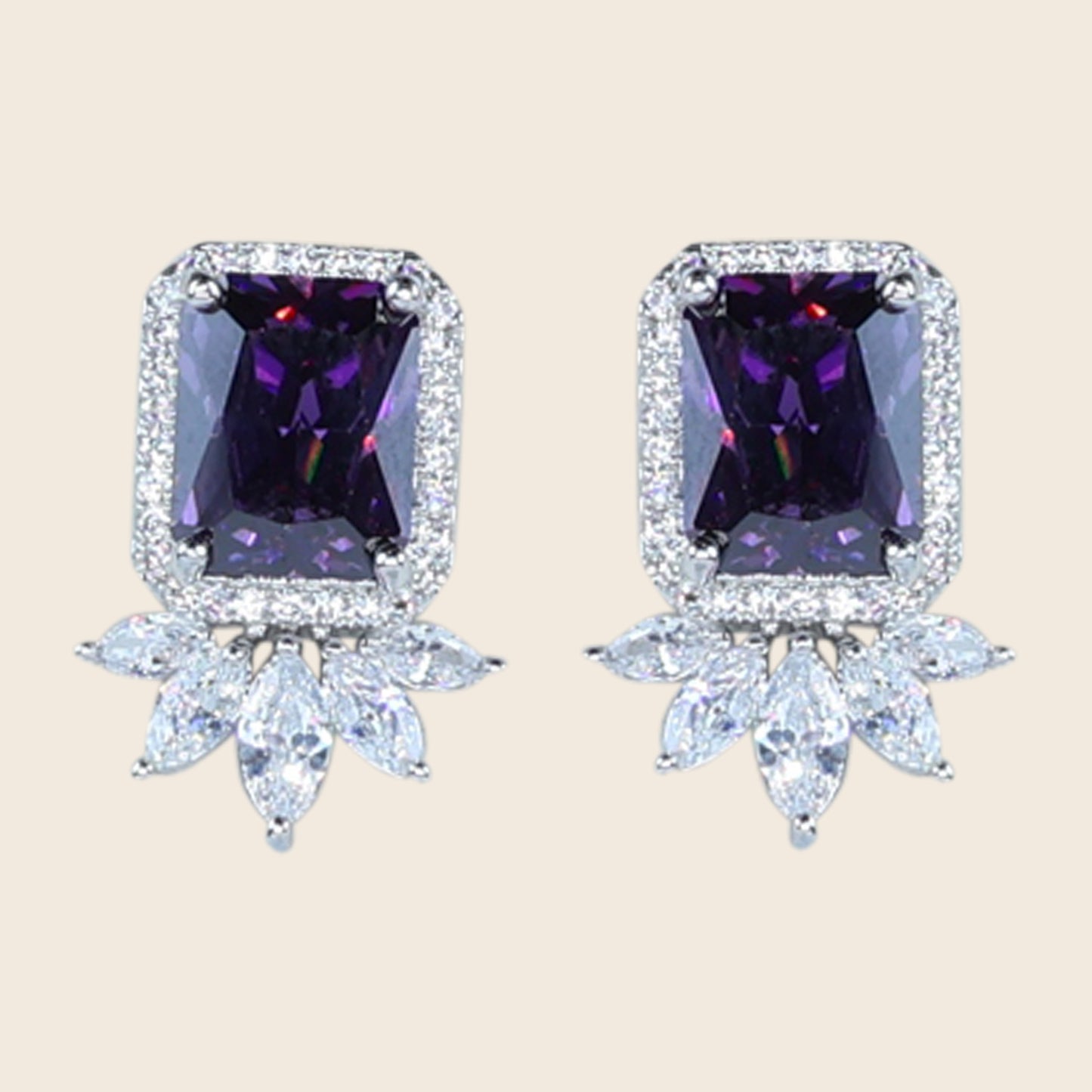 Aanura Yellow Cushion-Cut CZ Cluster Earrings