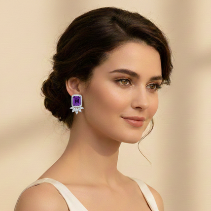 Aanura Yellow Cushion-Cut CZ Cluster Earrings