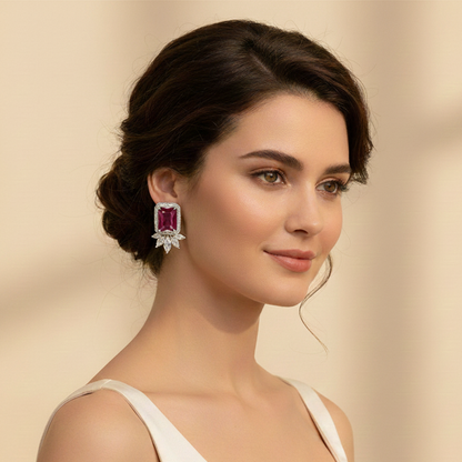 Aanura Yellow Cushion-Cut CZ Cluster Earrings