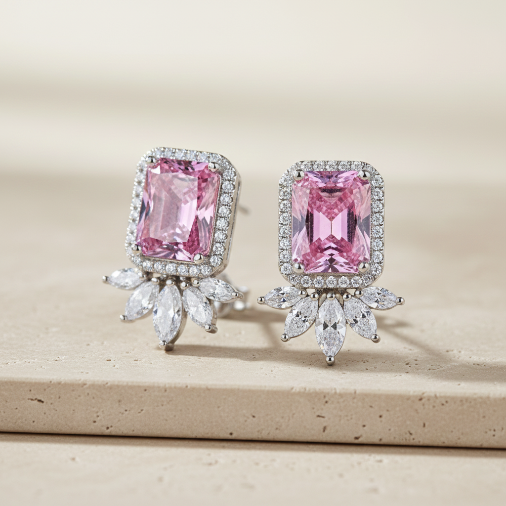 Aanura Yellow Cushion-Cut CZ Cluster Earrings