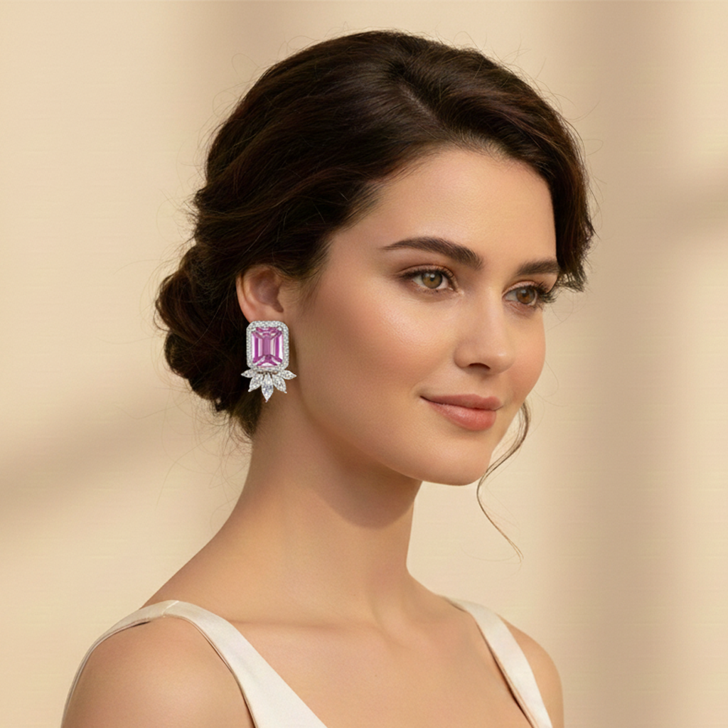 Aanura Yellow Cushion-Cut CZ Cluster Earrings