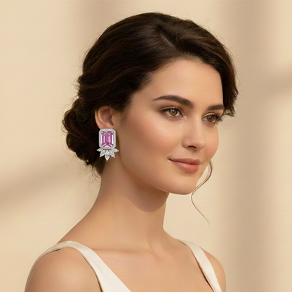 Aanura Yellow Cushion-Cut CZ Cluster Earrings