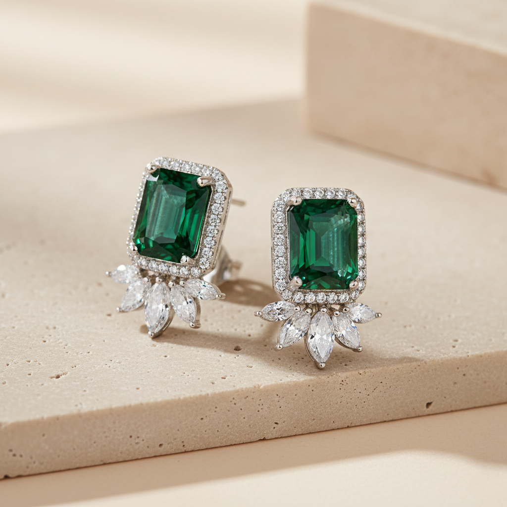 Aanura Yellow Cushion-Cut CZ Cluster Earrings