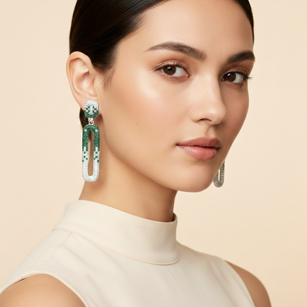 Aanura Blue & White Gradient Drop Earrings