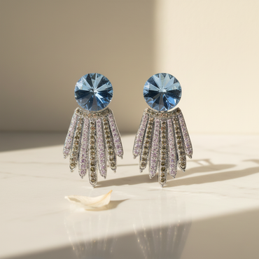 Aanura Blue Crystal Radiant Drop Earrings