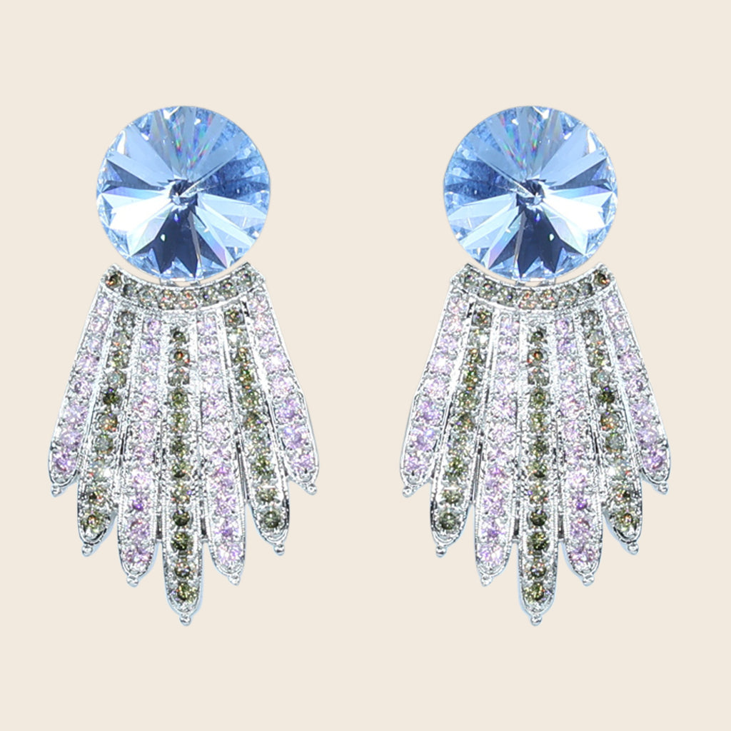 Aanura Blue Crystal Radiant Drop Earrings