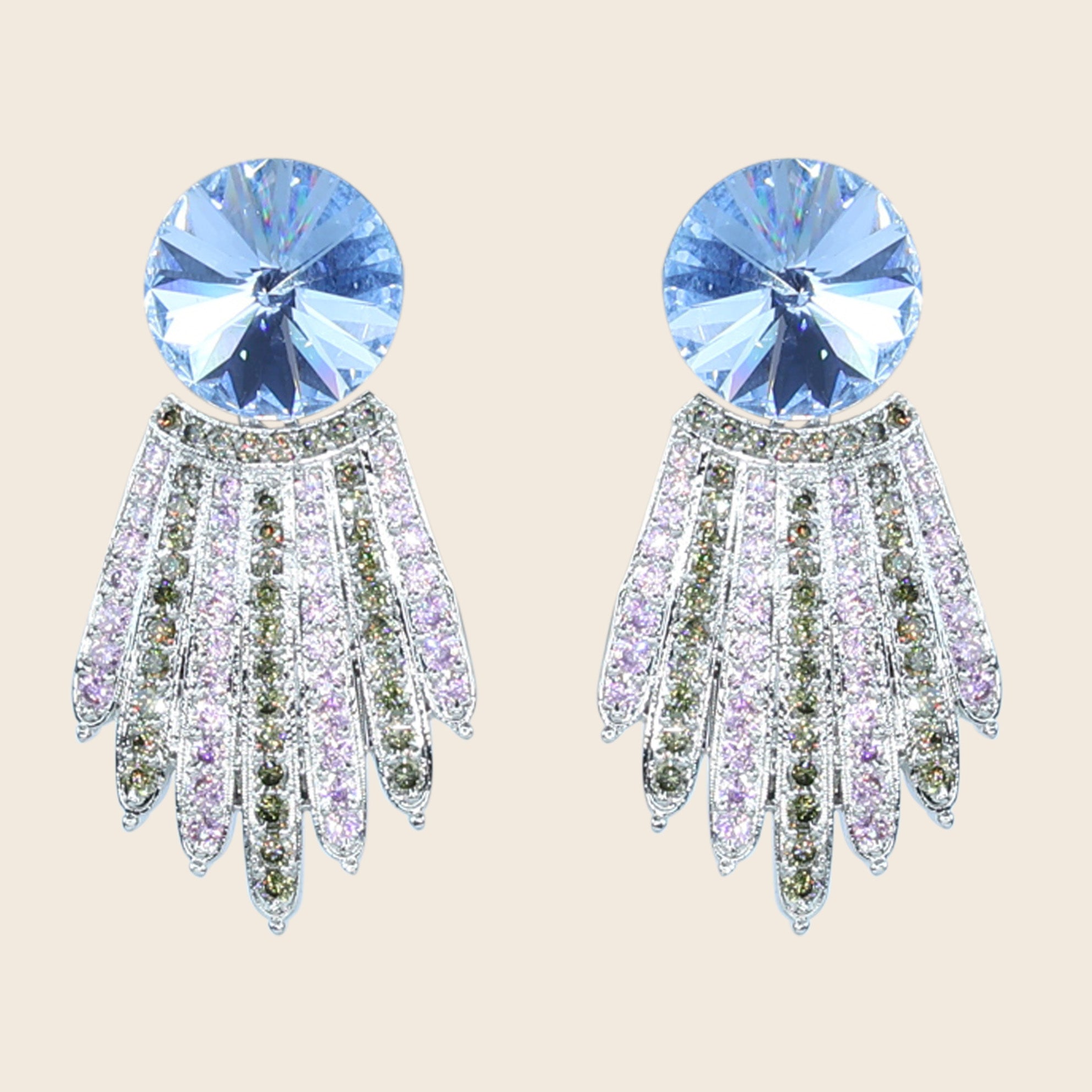 Aanura Blue Crystal Radiant Drop Earrings