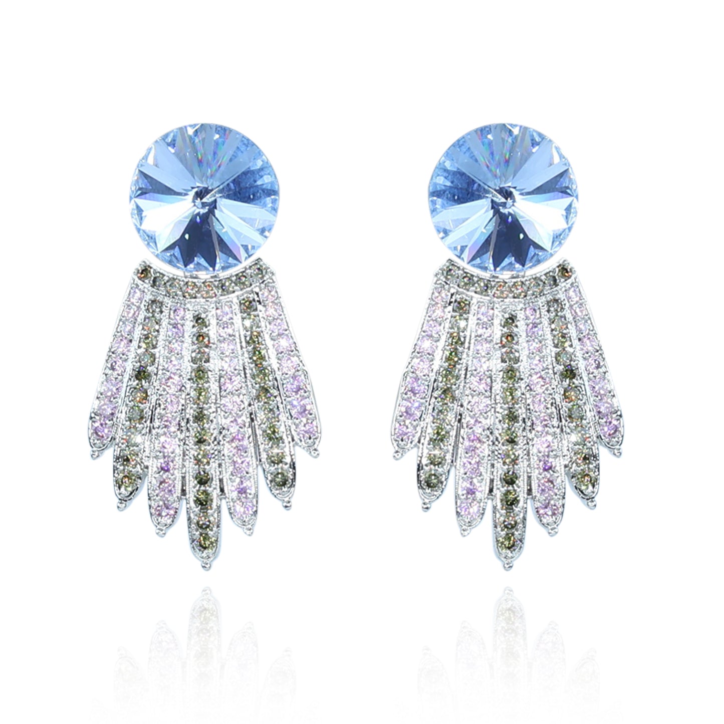 Aanura Blue Crystal Radiant Drop Earrings