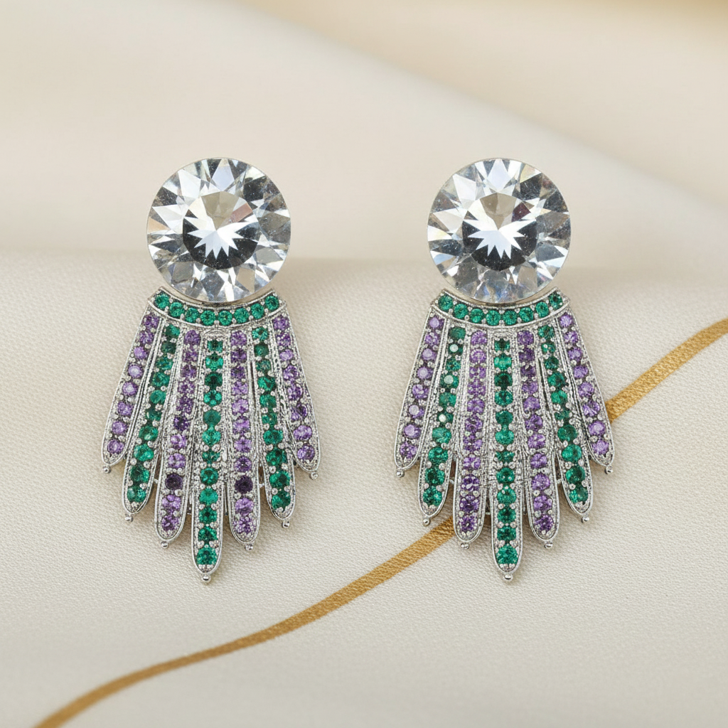 Aanura Blue Crystal Radiant Drop Earrings