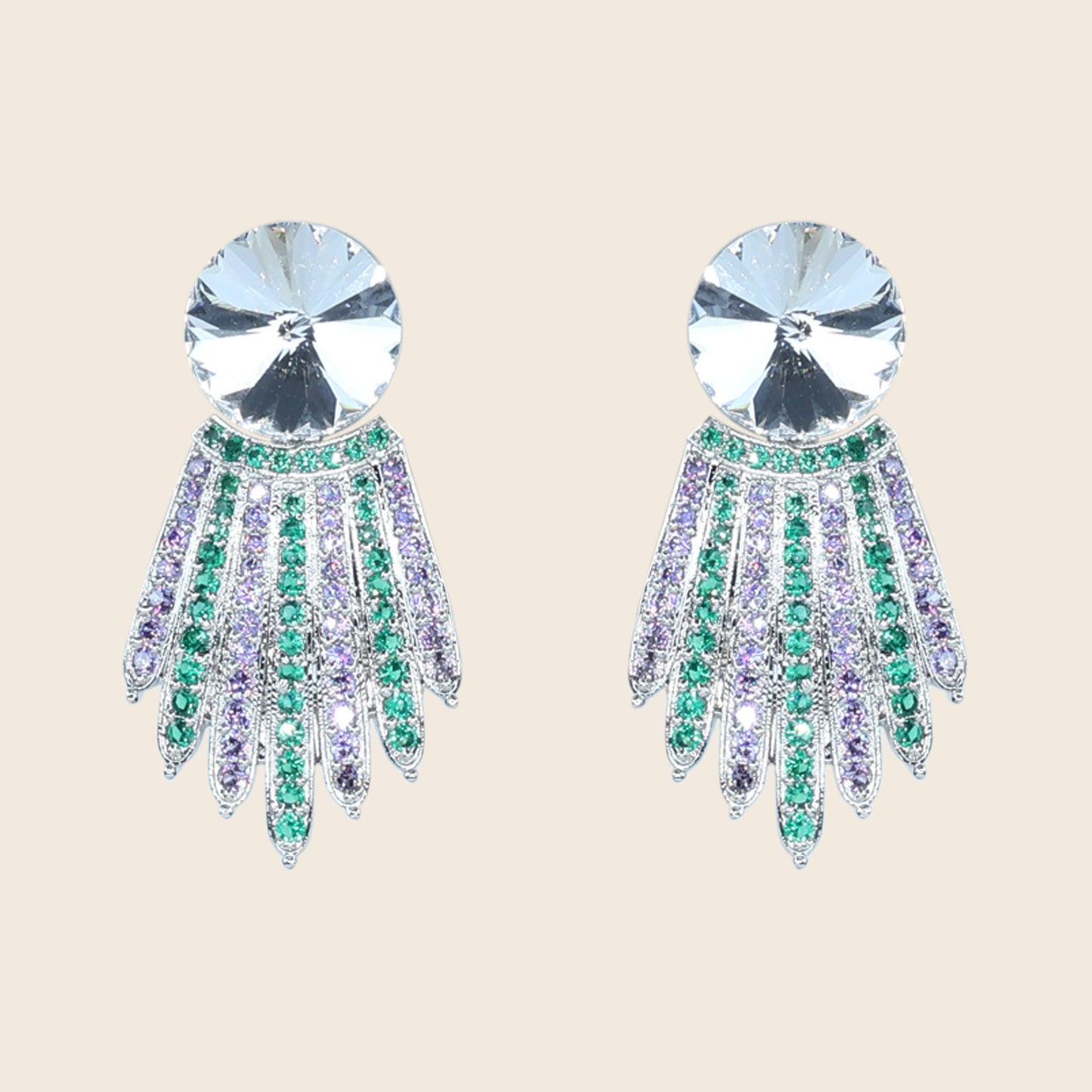 Aanura Blue Crystal Radiant Drop Earrings