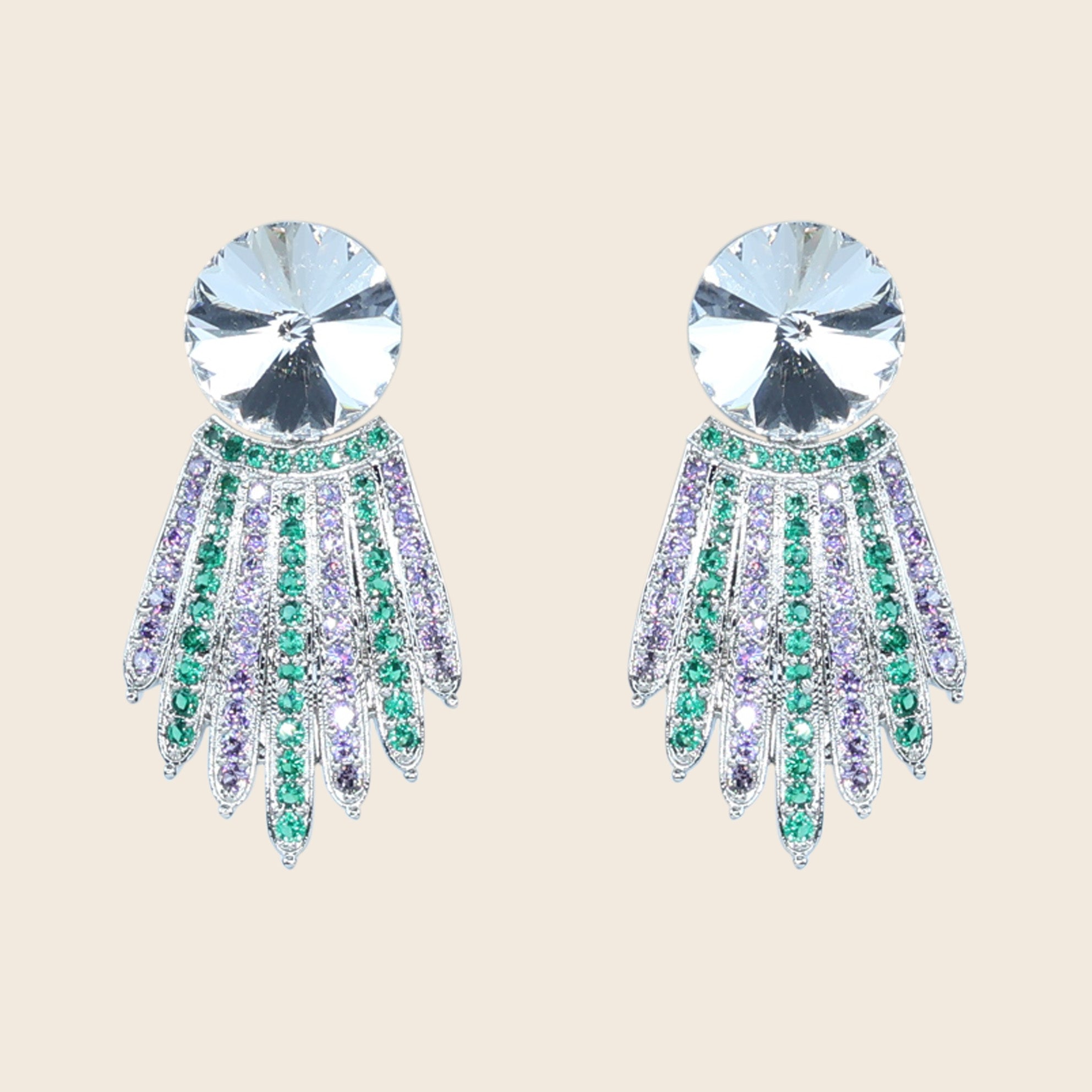 Aanura Blue Crystal Radiant Drop Earrings