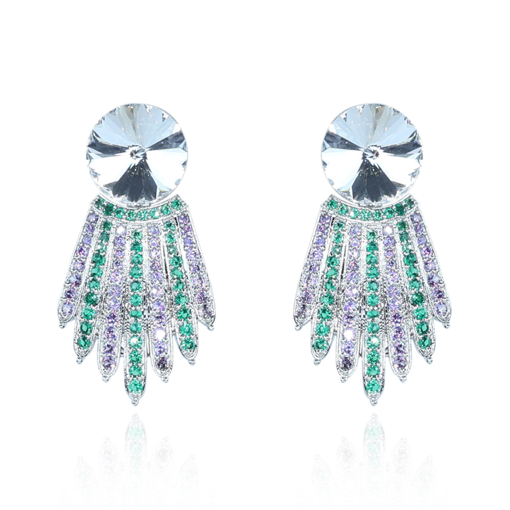 Aanura Blue Crystal Radiant Drop Earrings