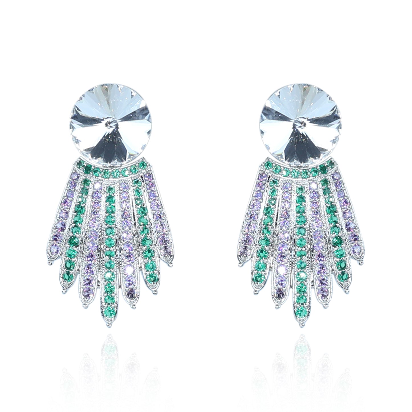 Aanura Blue Crystal Radiant Drop Earrings