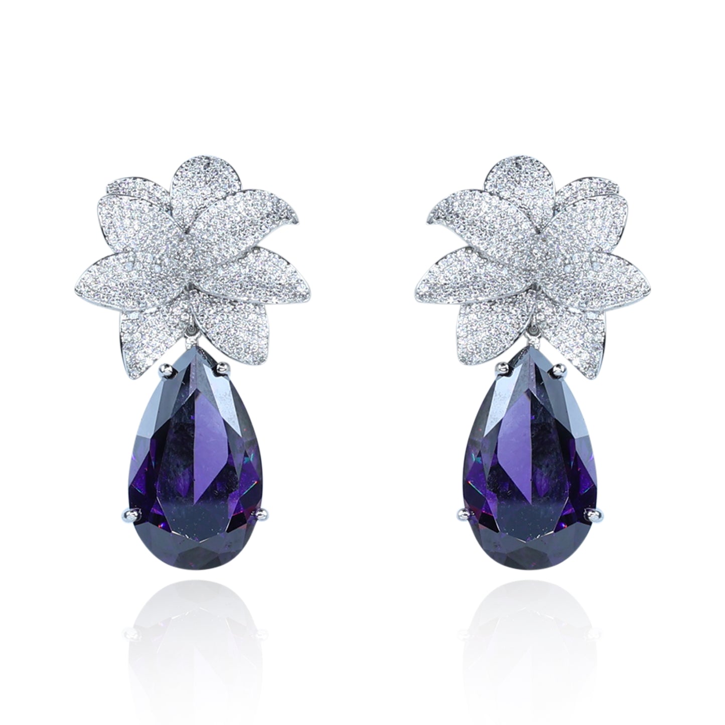 Aanura Green Teardrop Floral Dangle Earrings