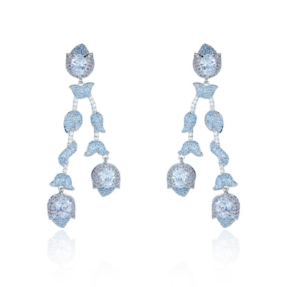 Aanura Silver Ruby Dangle Statement Earrings