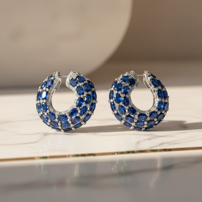 Aanura Emerald Green Encrusted Hoop Earrings