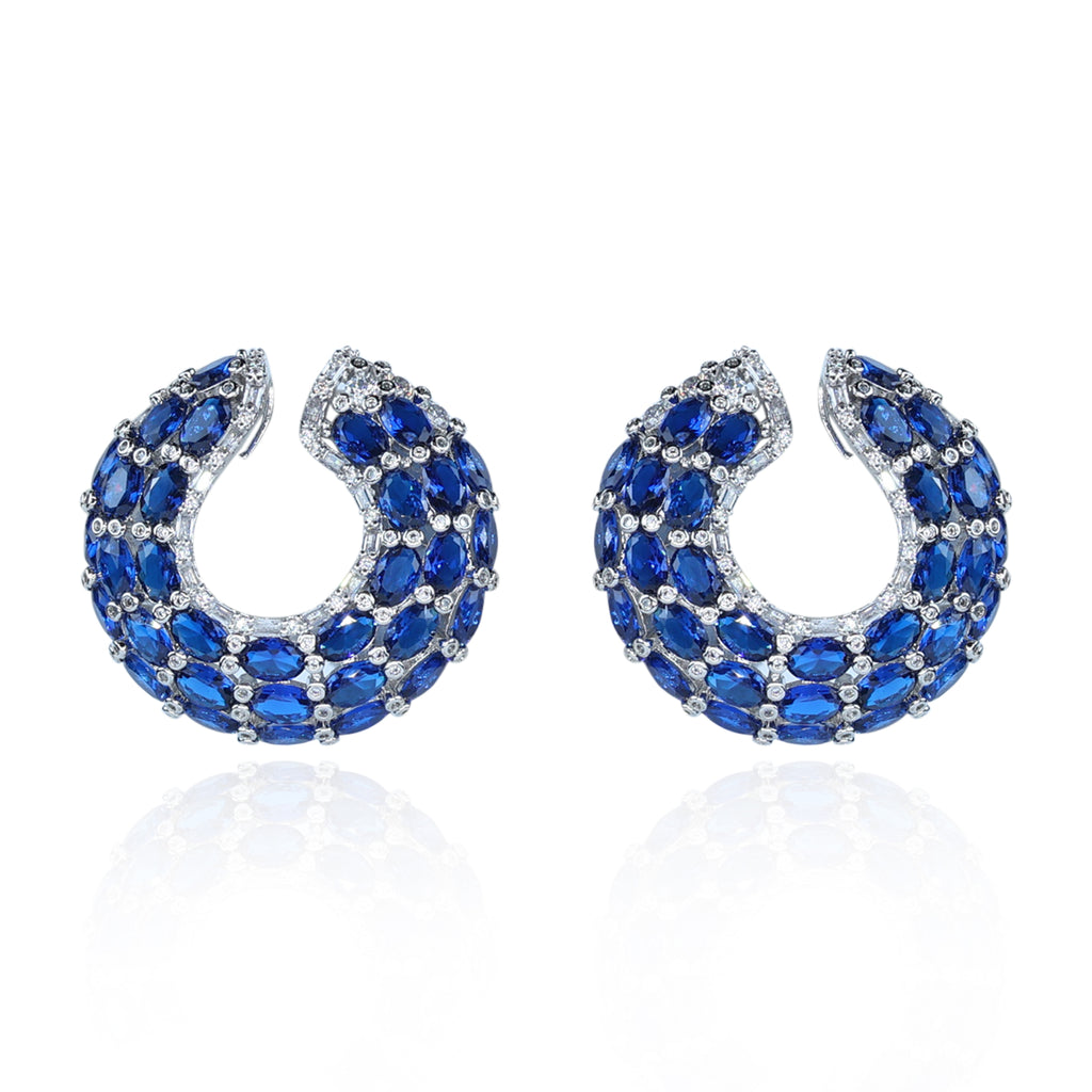 Aanura Emerald Green Encrusted Hoop Earrings