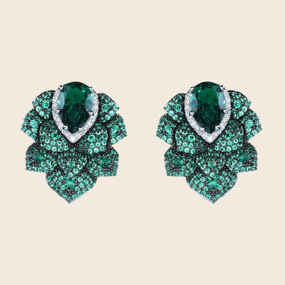 Aanura Emerald Green Leaf Stud Earrings