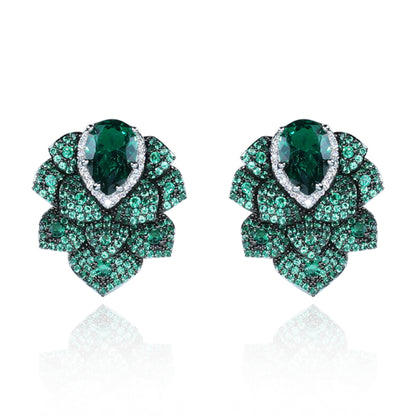 Aanura Emerald Green Leaf Stud Earrings