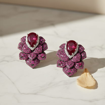 Aanura Emerald Green Leaf Stud Earrings