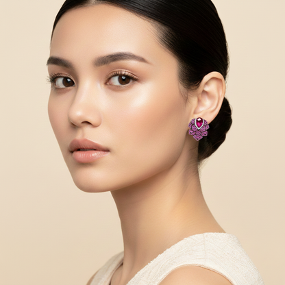 Aanura Emerald Green Leaf Stud Earrings