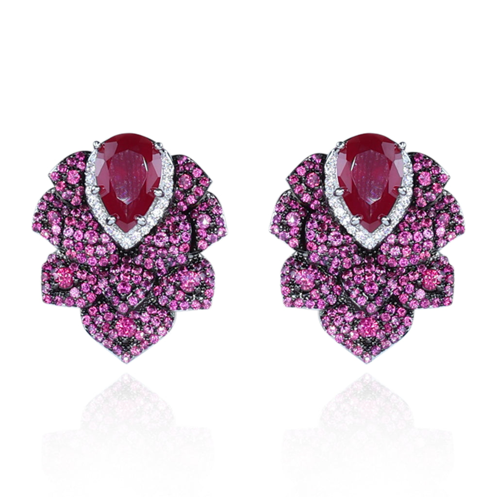 Aanura Emerald Green Leaf Stud Earrings