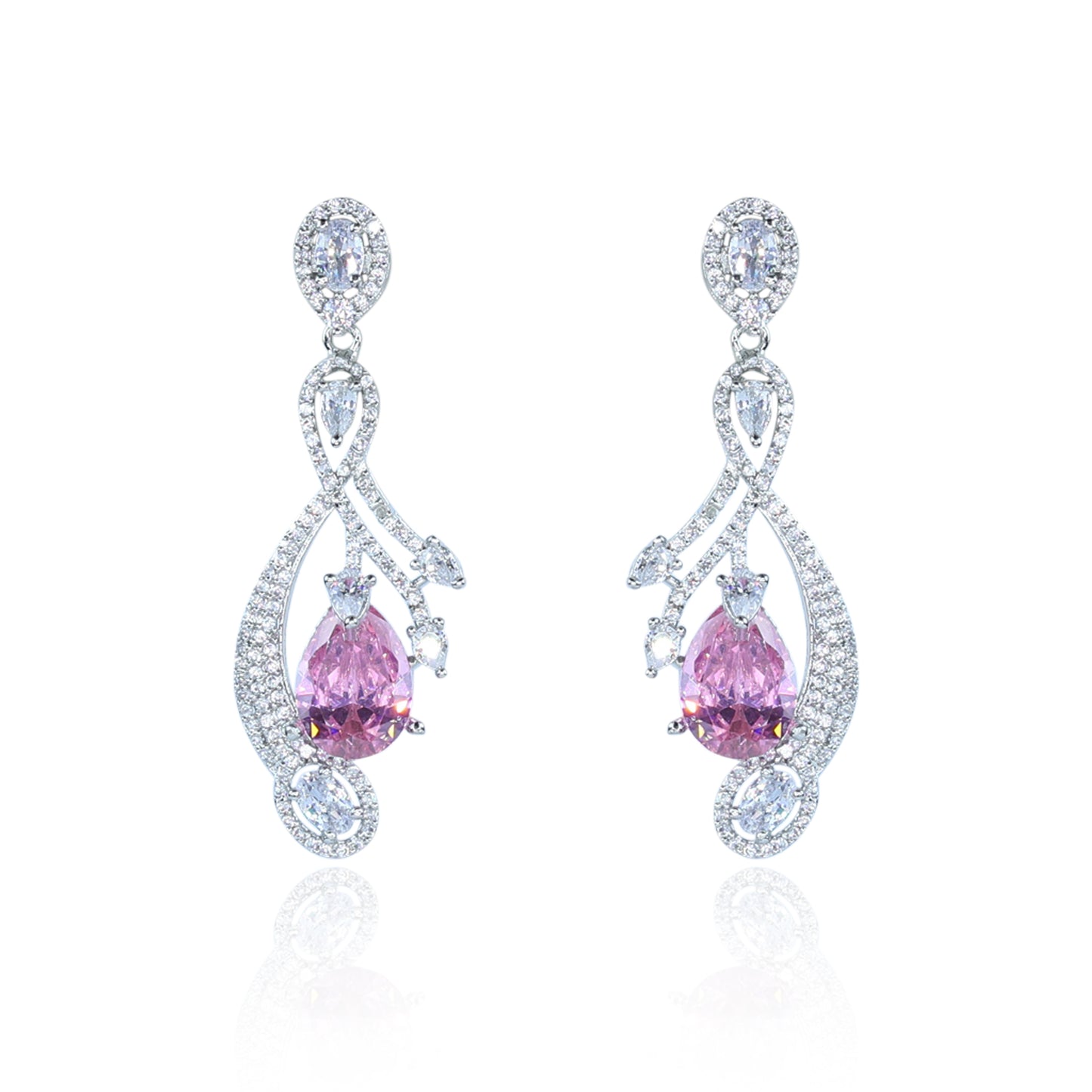 Aanura Silver Yellow Teardrop Crystal Drop Earrings