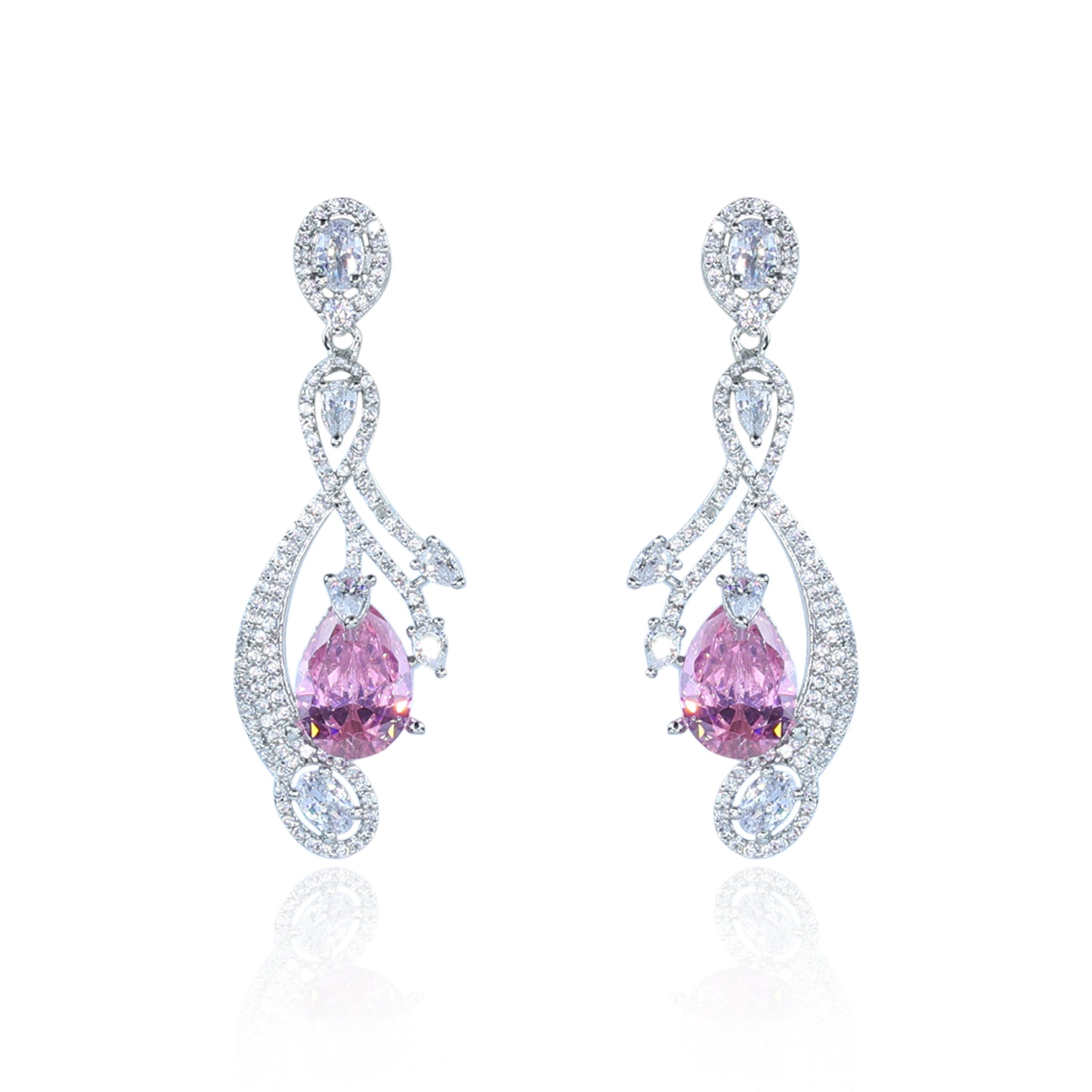 Aanura Silver Yellow Teardrop Crystal Drop Earrings