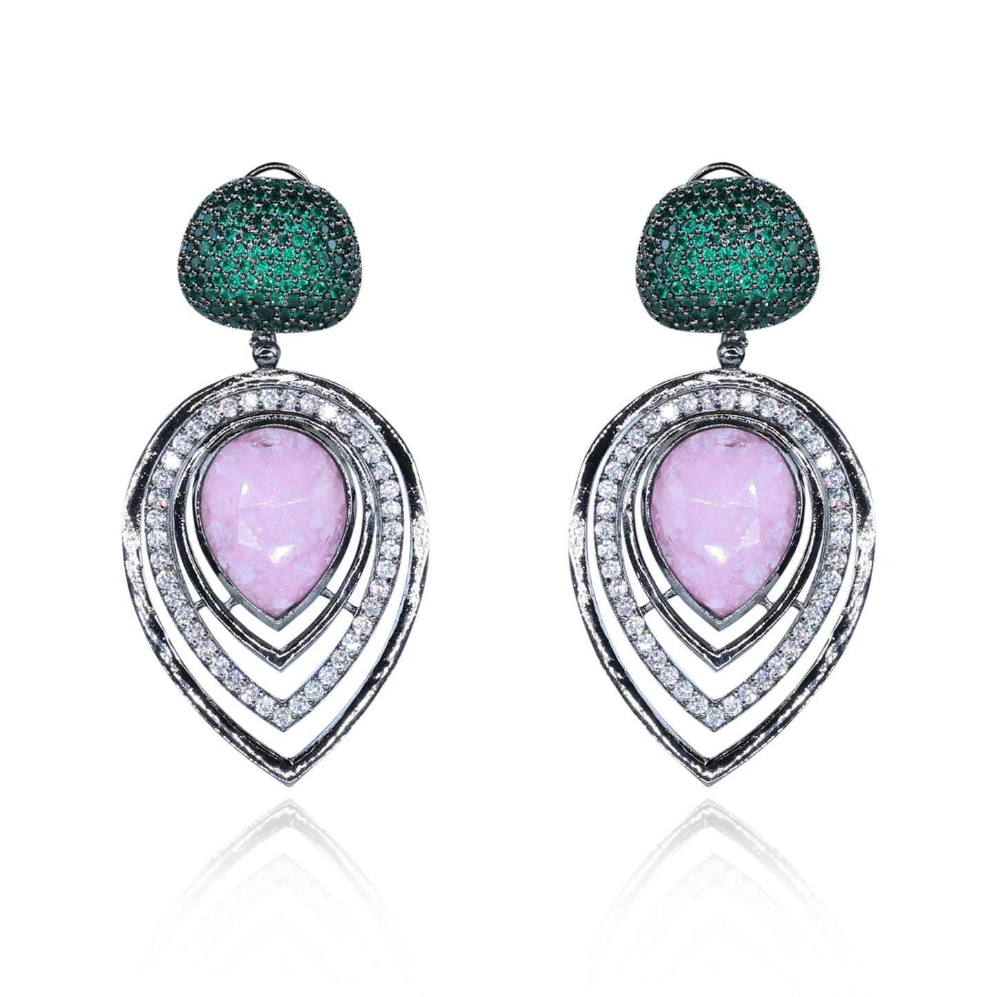 Aanura Blue Teardrop Dual-Tone Dangle Earrings