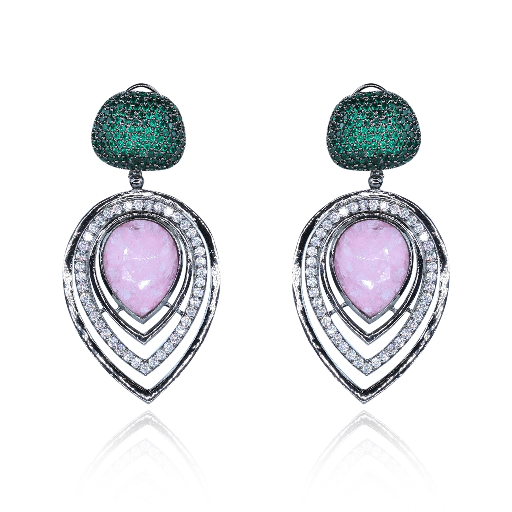 Aanura Blue Teardrop Dual-Tone Dangle Earrings