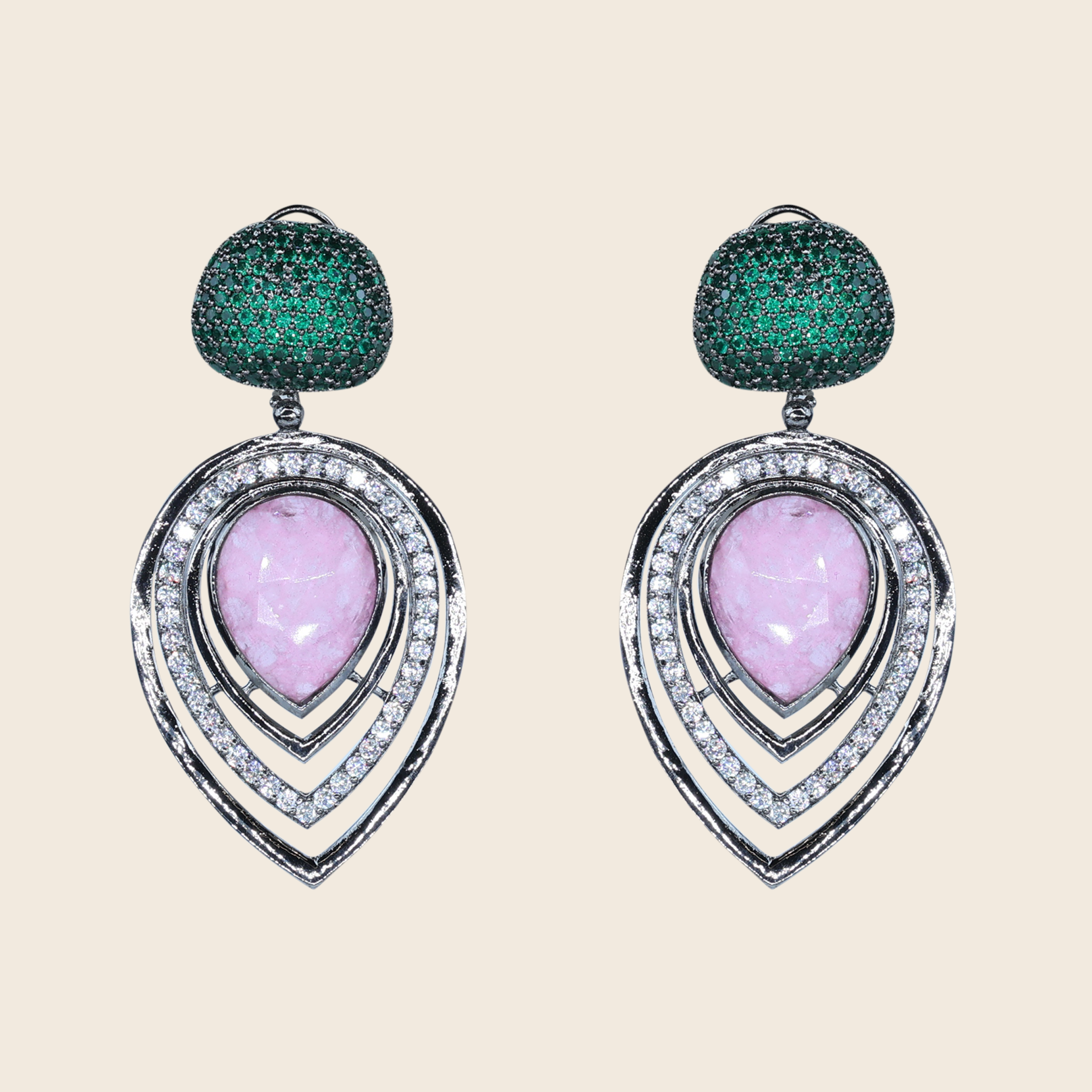 Aanura Blue Teardrop Dual-Tone Dangle Earrings