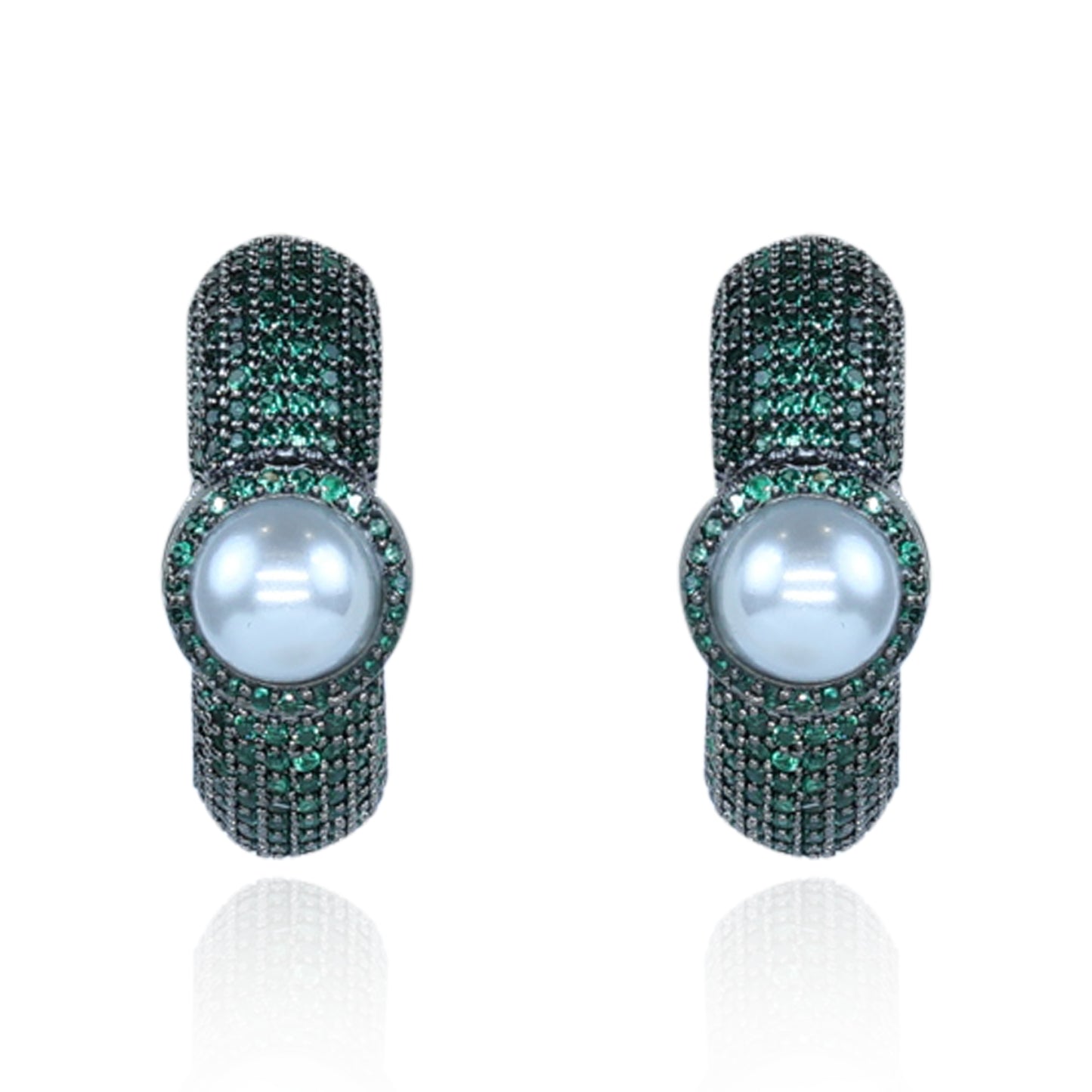 Aanura Purple Pavé Pearl Hoop Earrings