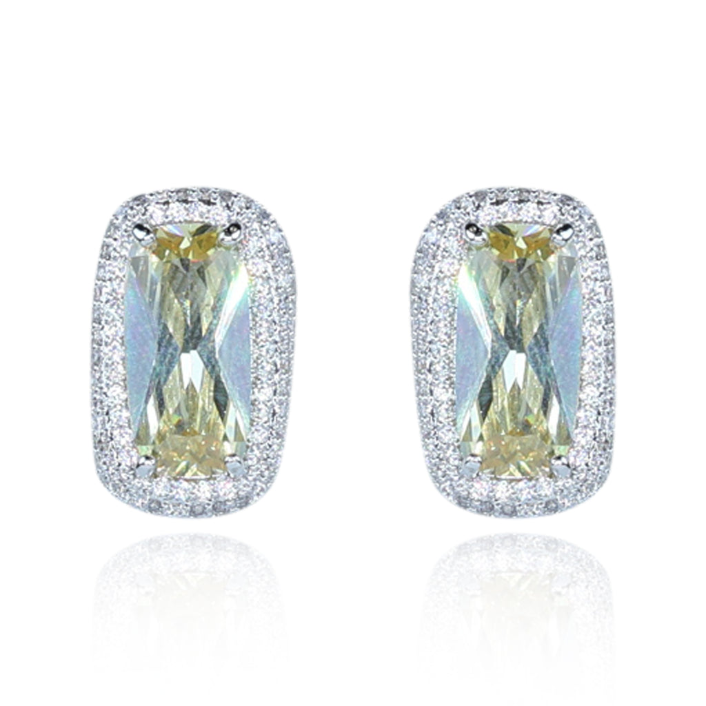 Aanura Yellow Cushion Halo Stud Earrings