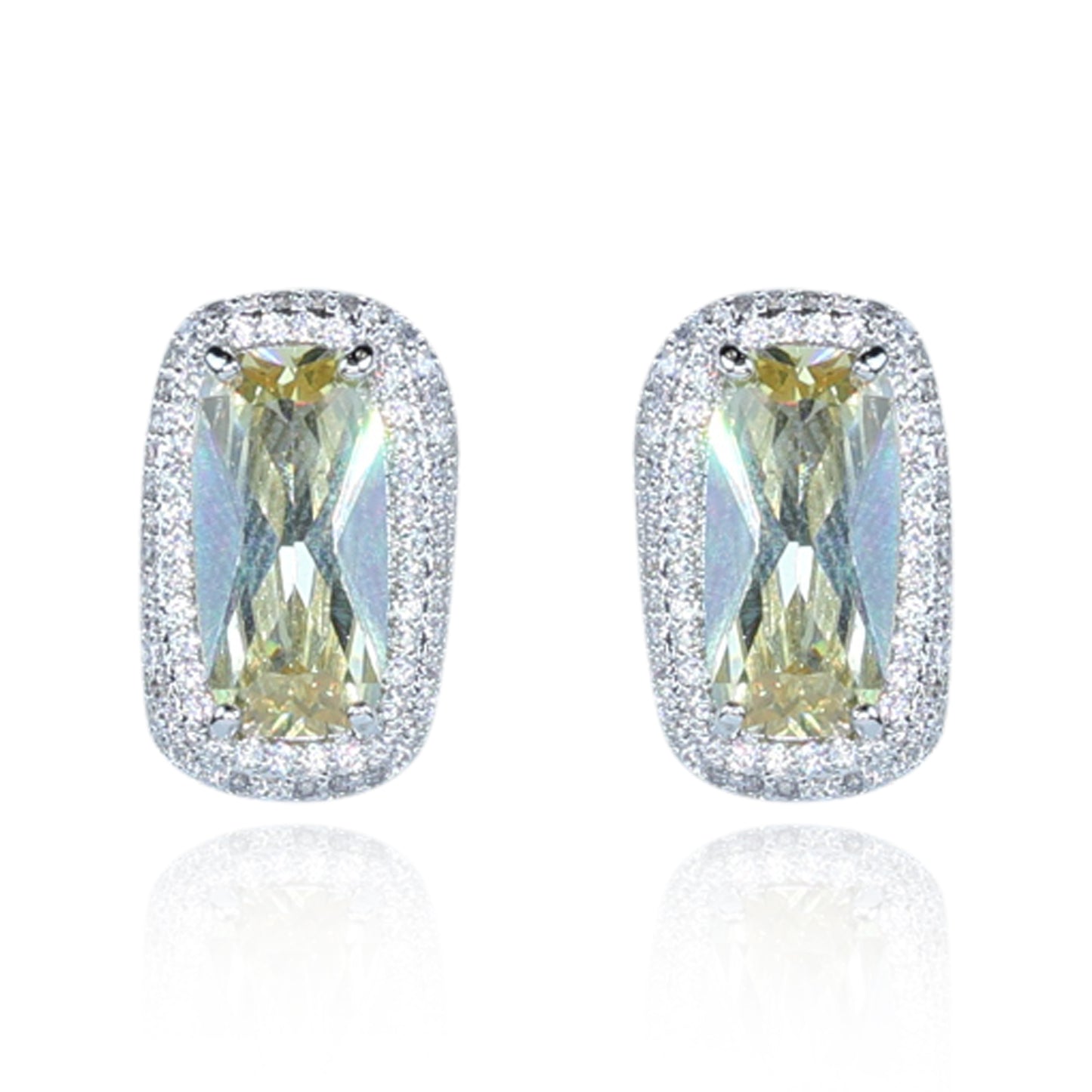 Aanura Yellow Cushion Halo Stud Earrings