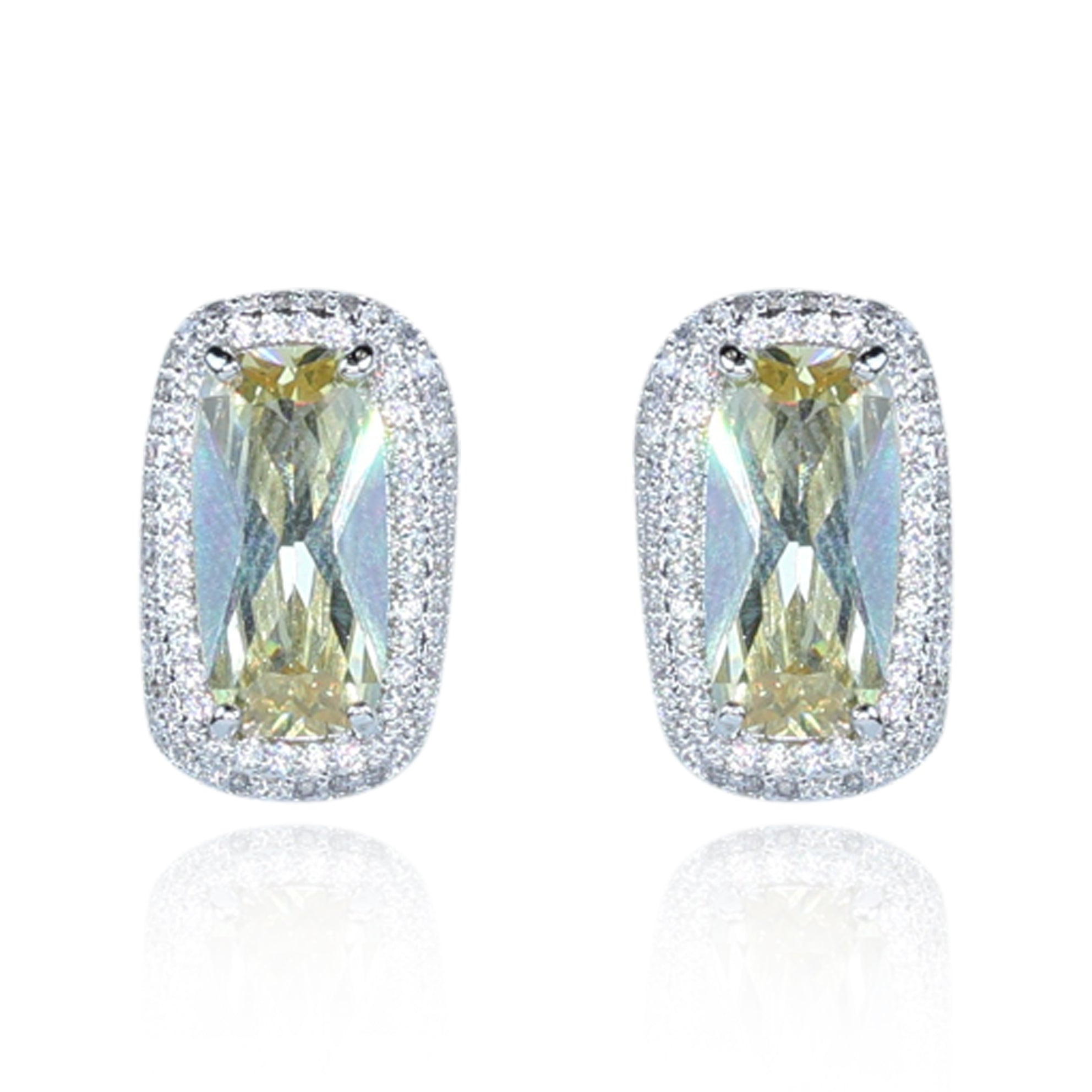 Aanura Yellow Cushion Halo Stud Earrings