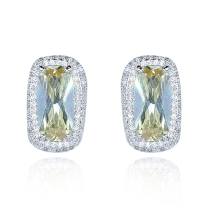 Aanura Yellow Cushion Halo Stud Earrings