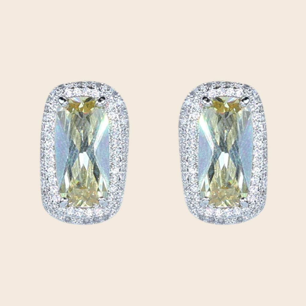 Aanura Yellow Cushion Halo Stud Earrings