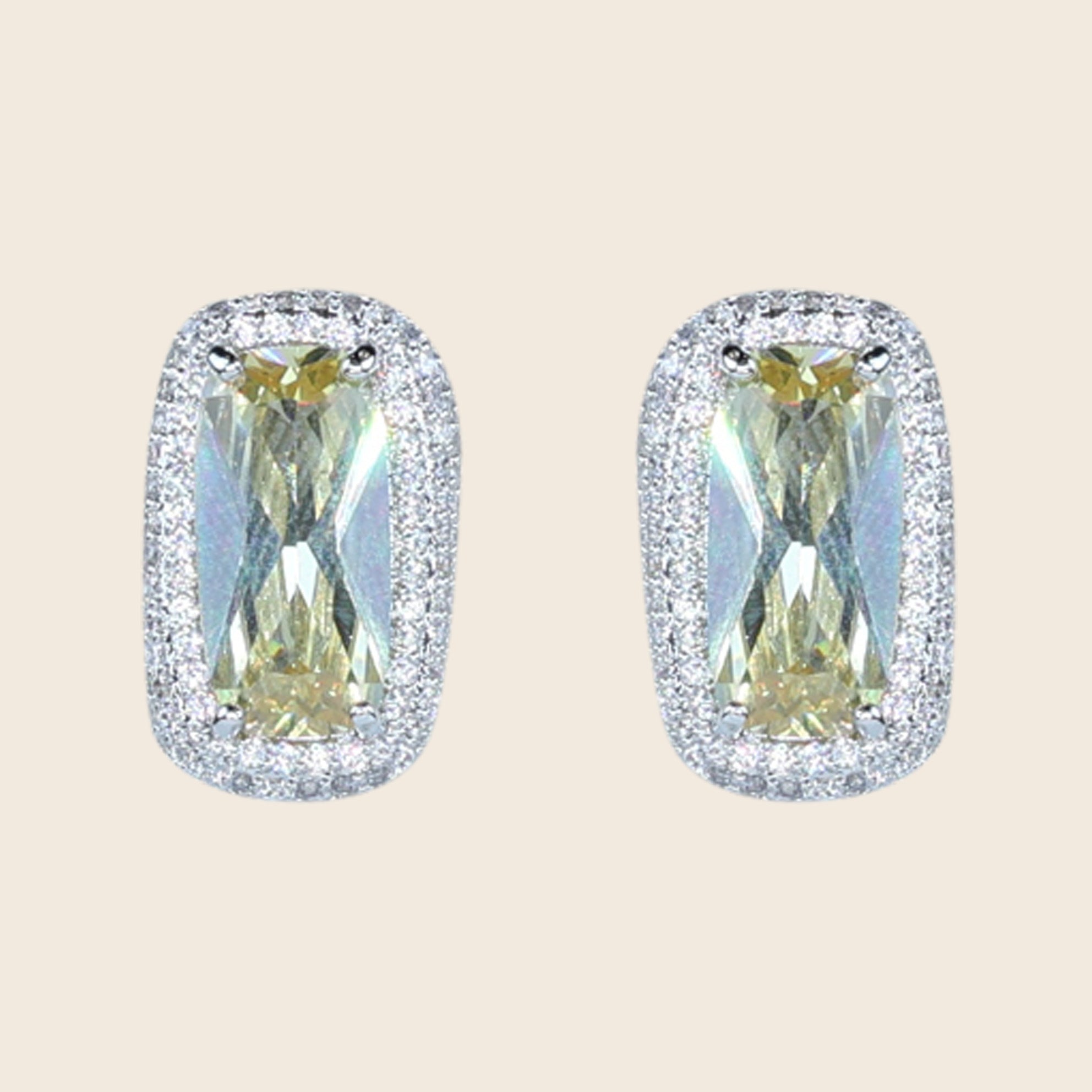 Aanura Yellow Cushion Halo Stud Earrings