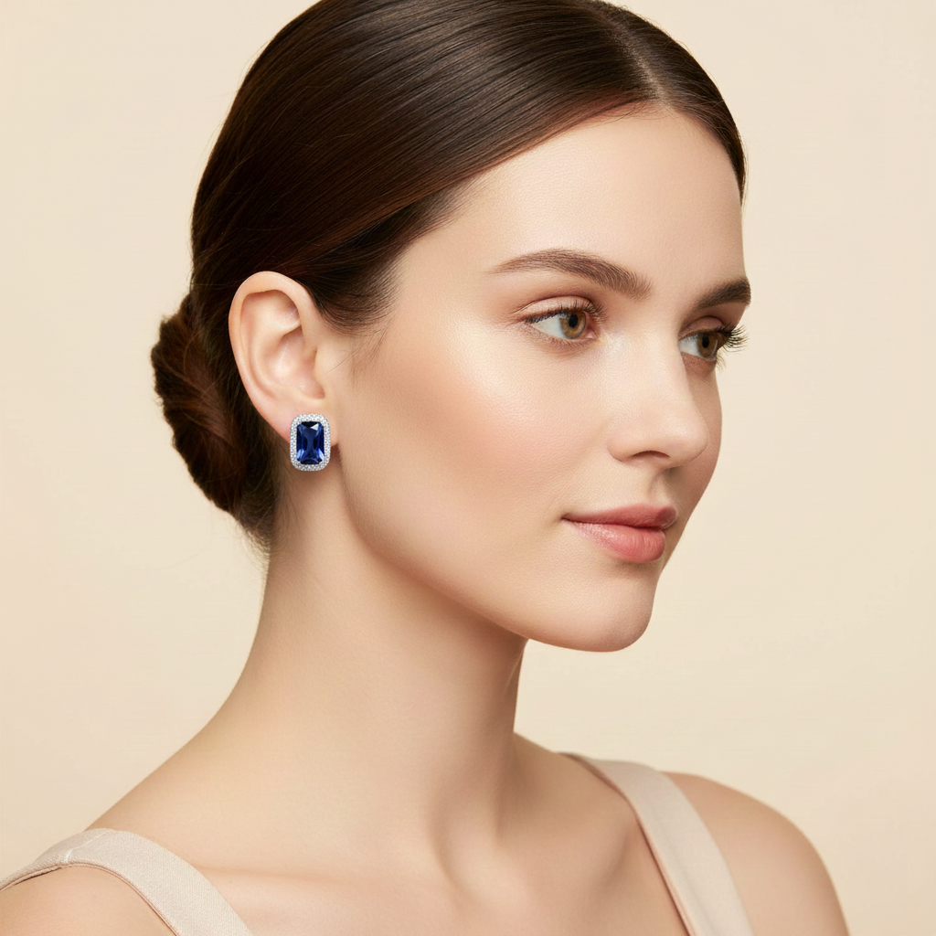 Aanura Yellow Cushion Halo Stud Earrings
