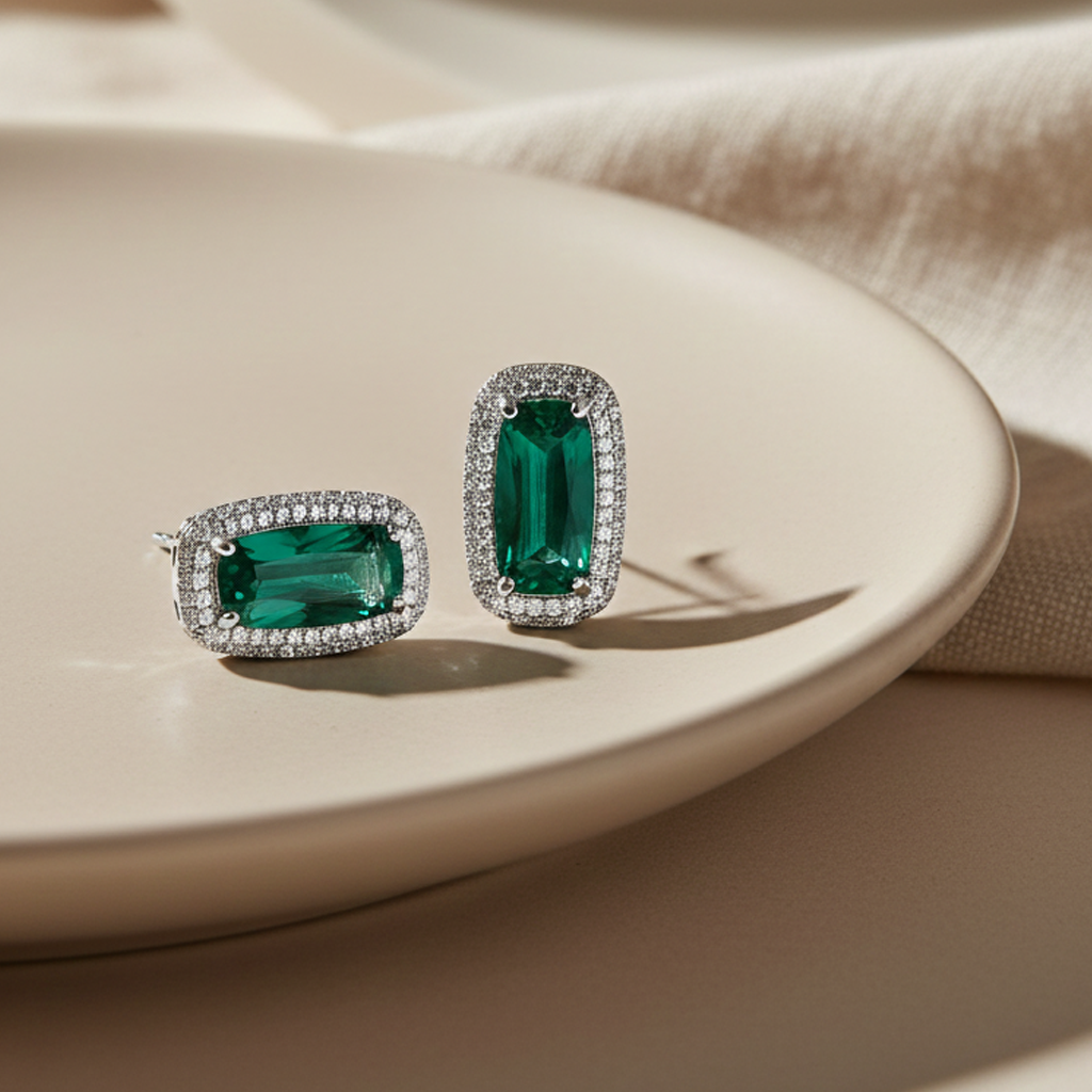 Aanura Yellow Cushion Halo Stud Earrings