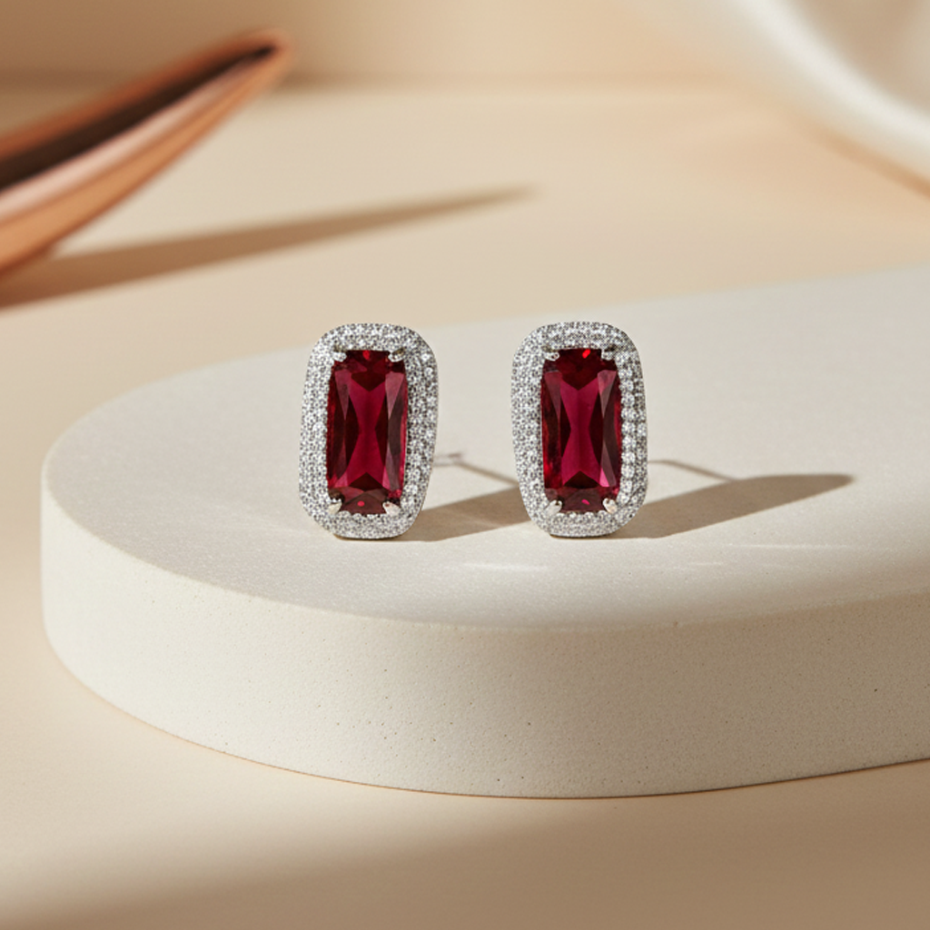 Aanura Yellow Cushion Halo Stud Earrings