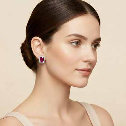 Aanura Yellow Cushion Halo Stud Earrings