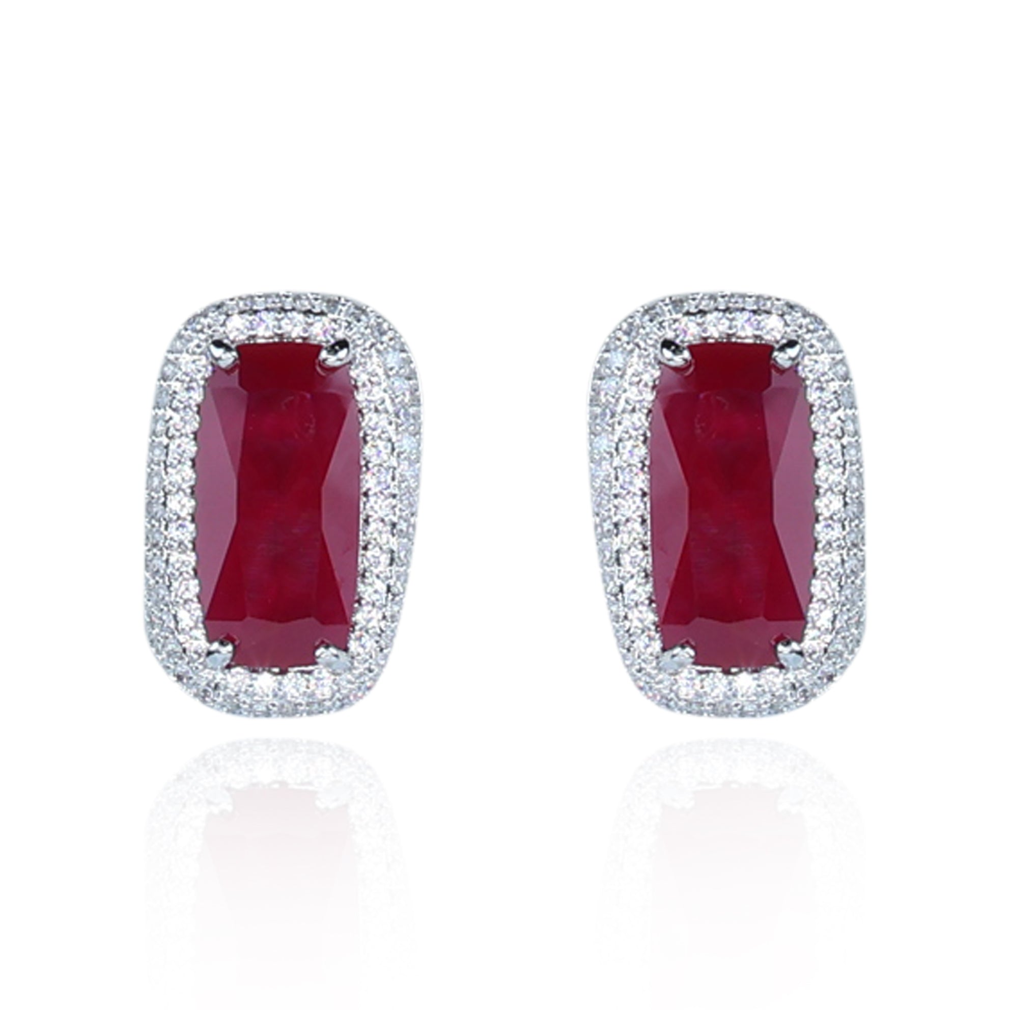 Aanura Yellow Cushion Halo Stud Earrings
