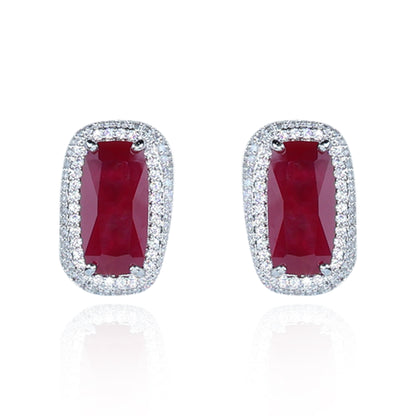 Aanura Yellow Cushion Halo Stud Earrings