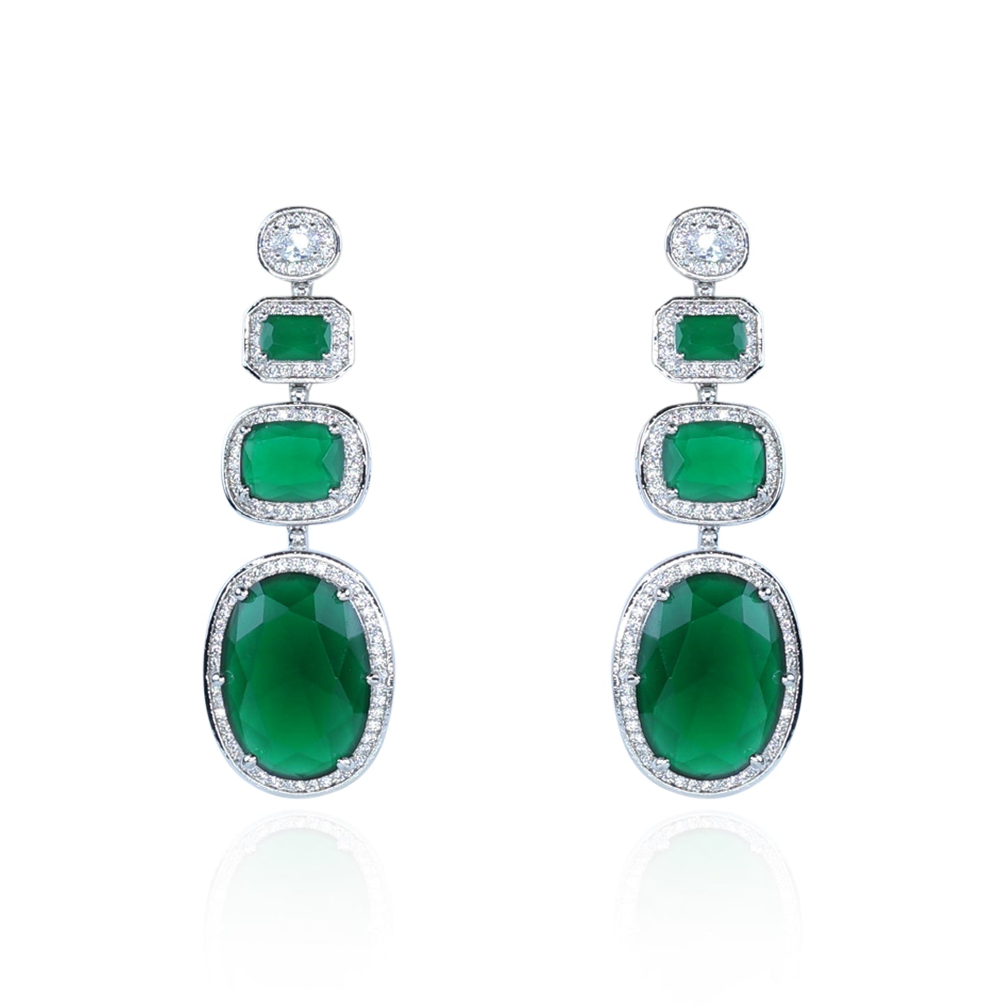Emerald Cascade Triple Dangle Earrings