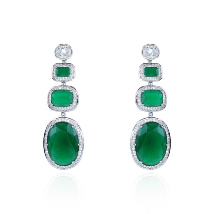 Emerald Cascade Triple Dangle Earrings