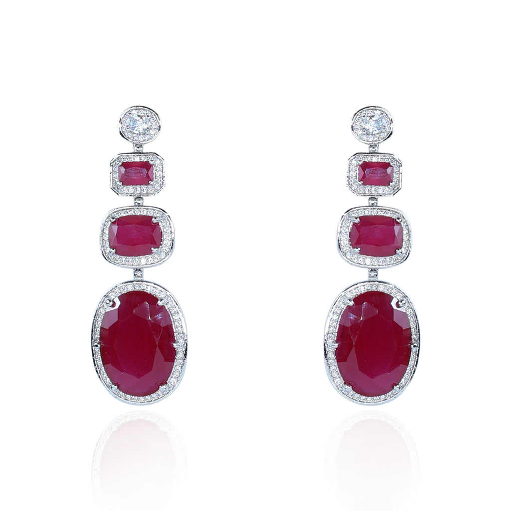 Emerald Cascade Triple Dangle Earrings